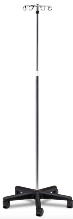 Economy Five Leg IV Pole, Nylon Base. 4-Hooks