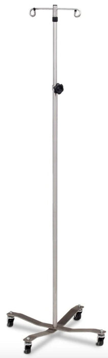 Stainless Steel IV Pole with Welded Hook Top 2-Hooks