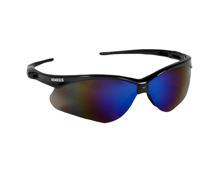 Jackson V30 Nemesis Safety Glasses - 12/Cs Blue Mirror Lens, Black Frame