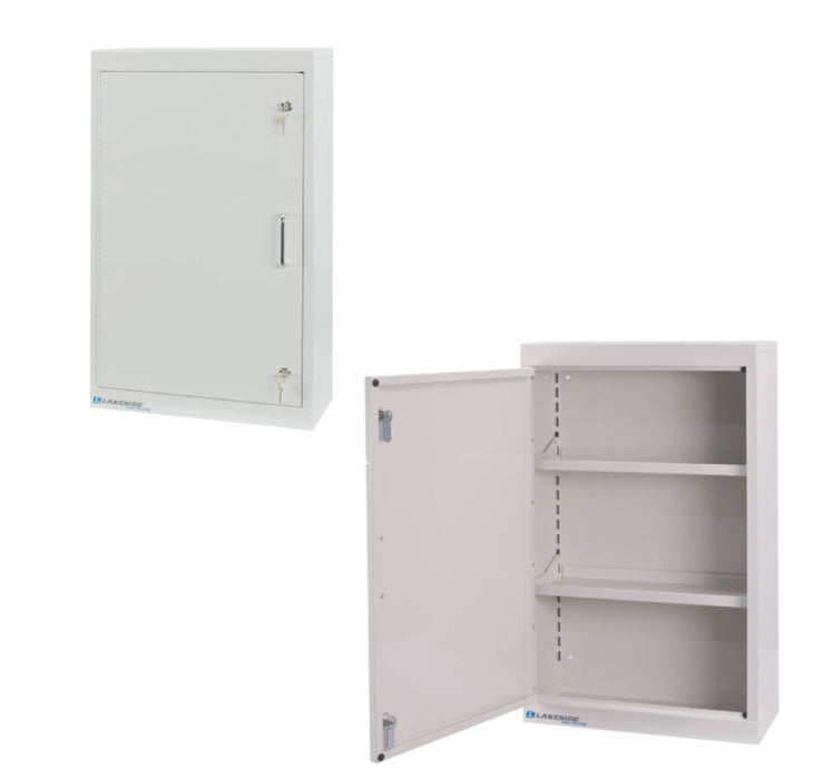 Single-Door Narcotics Cabinet w/ Dual Key Lock & 2 Adjustable Shelves. 18"W x 8"D x 30"H