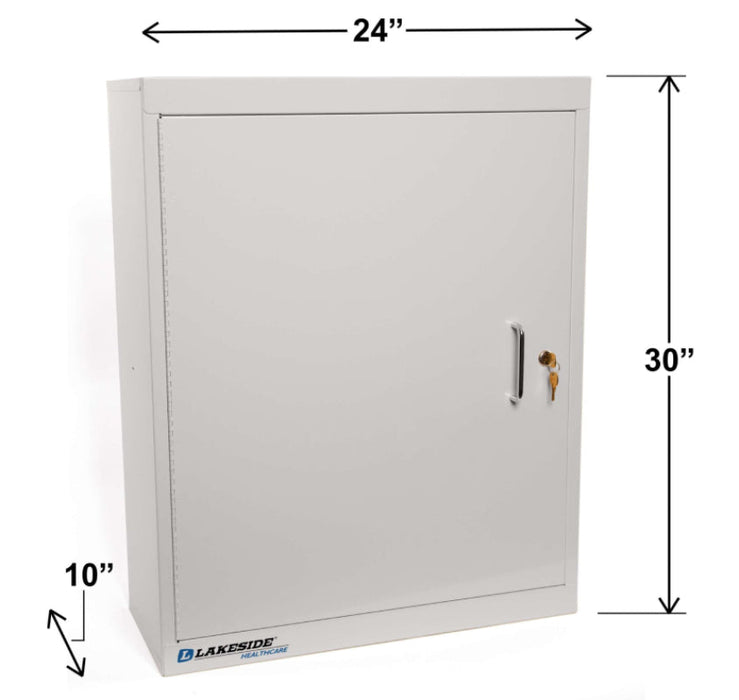 Single-Door Narcotics Cabinet w/ 3 Shelves & Key Lock