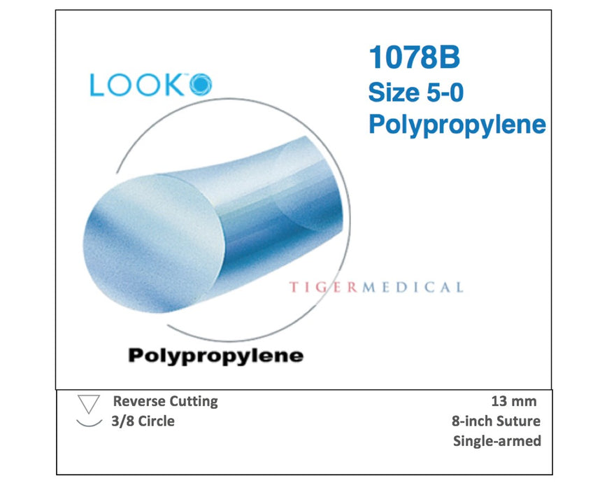 Polypropylene Non-Absorbable Sutures w/ Precision Reverse Cutting Needles, 3/8 Circle, Size 5-0, 18", 13mm Needle (12/box)