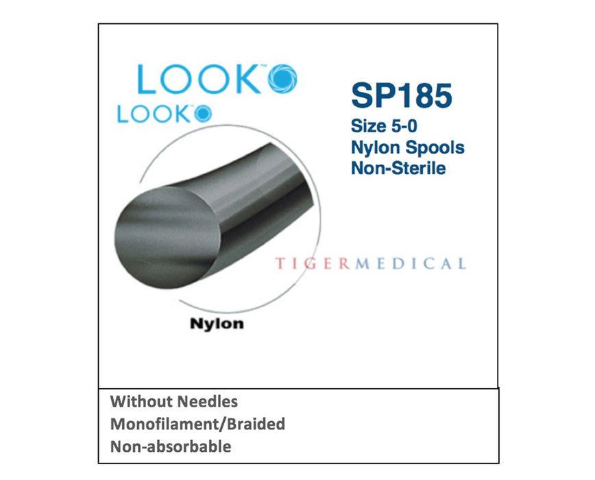 Non-Sterile Nylon Spools, 100 Yards - Size 5-0 - Braided