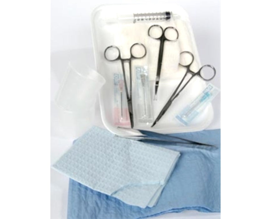 Gent-L-Kare Laceration Tray with Mirror Finish Instruments & Paper Towel/ Drape, 20/cs