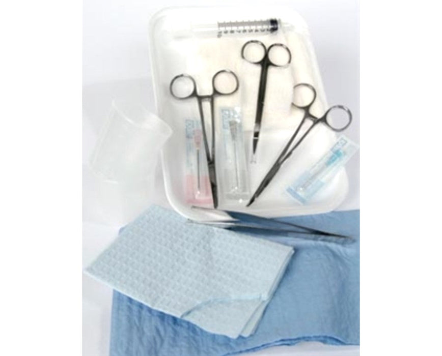 Gent-L-Kare Laceration Tray with Satin Finish Instruments & Cloth Towel/ Drape 20/cs