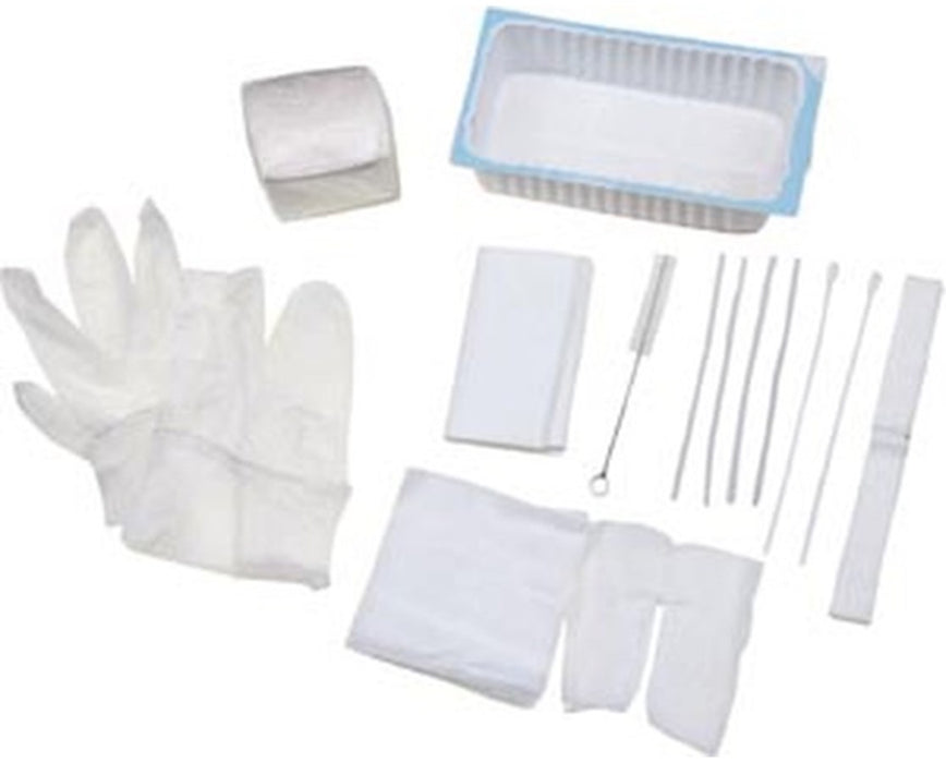 Gent-L-Kare Deluxe Tracheostomy Care Tray & Gloves with Waterproof Drapes & Extra Pipe Cleaners, 24/cs
