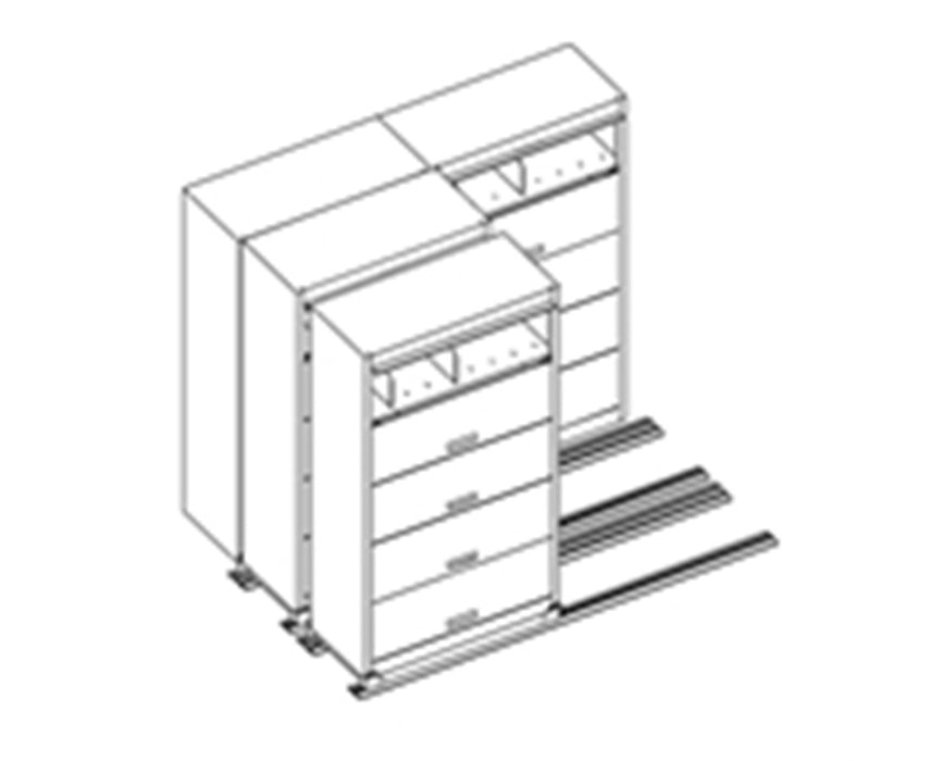 Flip-n-File Cabinets on Kwik-Track - Tri-Slider, 4 Units - 2/1/1