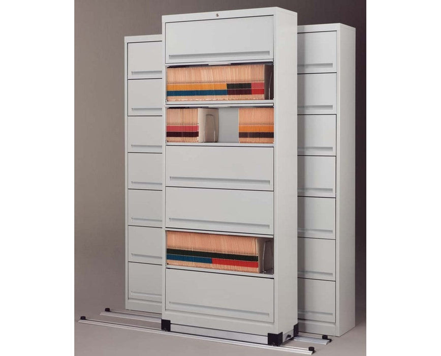 Flip-n-File Cabinets on Kwik-Track - Bi-Slider, 3 Units - 2/1 7 Openings Keyed-Alike