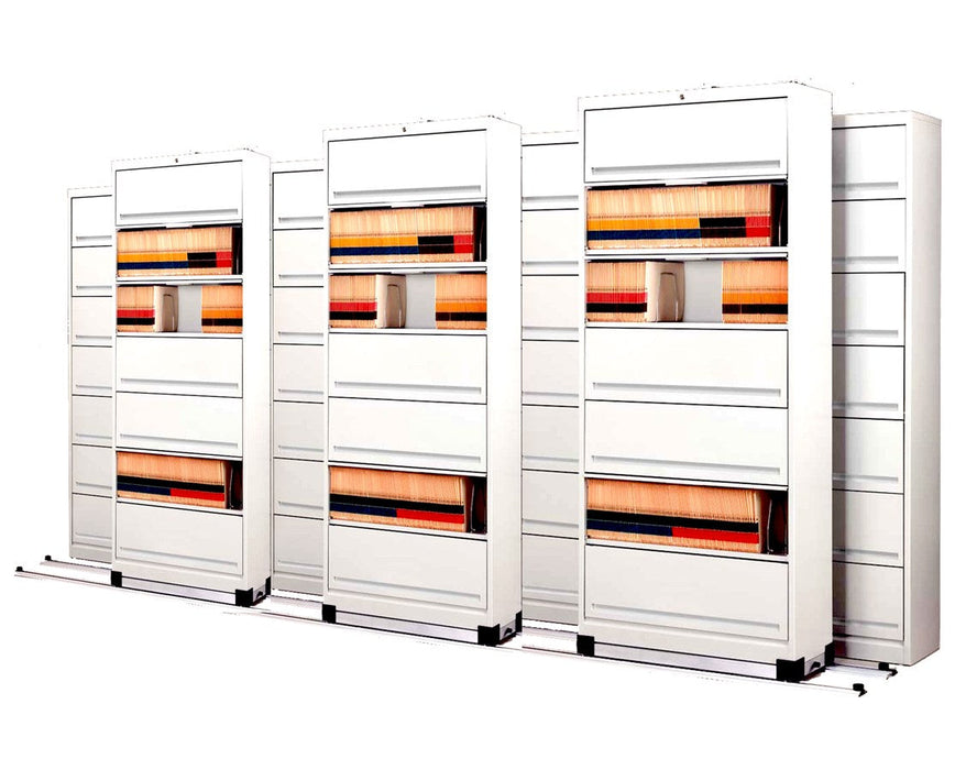 Flip-n-File Cabinets on Kwik-Track - Bi-Slider, 7 Units - 4/3 7 Openings Keyed-Alike