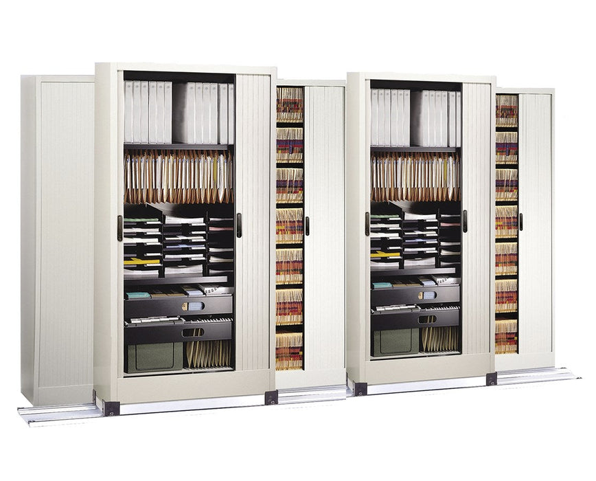 Kwik-Track Horizontal Tambour Door 7 Tier BiSlider Filing System - 3/2 36" Wide