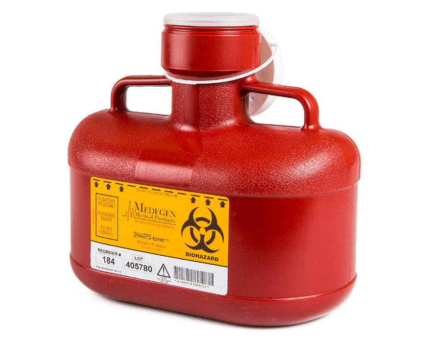 1.7 Qt. Biohazard Sharps Disposal Container w/ Tethered Locking Cap (12/Cs)