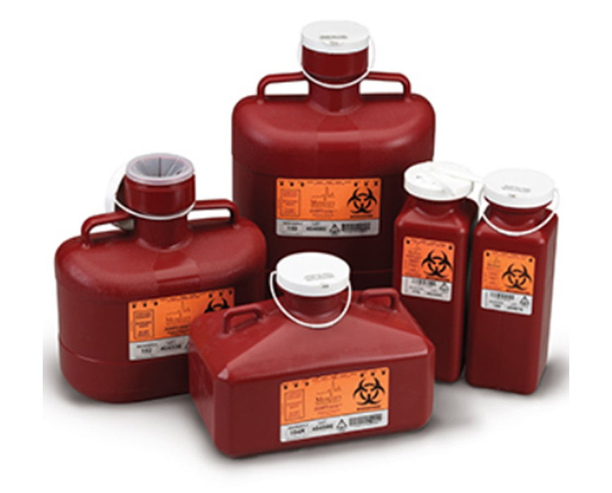 Biohazard Sharps Disposal Container w/ Tethered Locking Cap (4/Case) 23 Qt. - Red