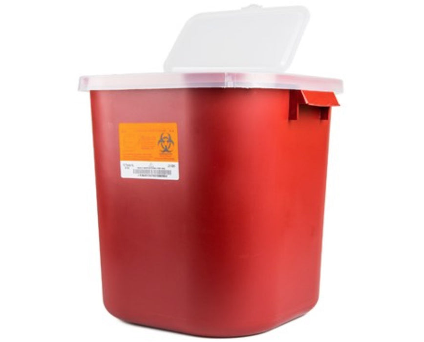 Biohazard Sharps Disposal Container w/ Flip-up Lid - 1 Qt. Red - 72/cs