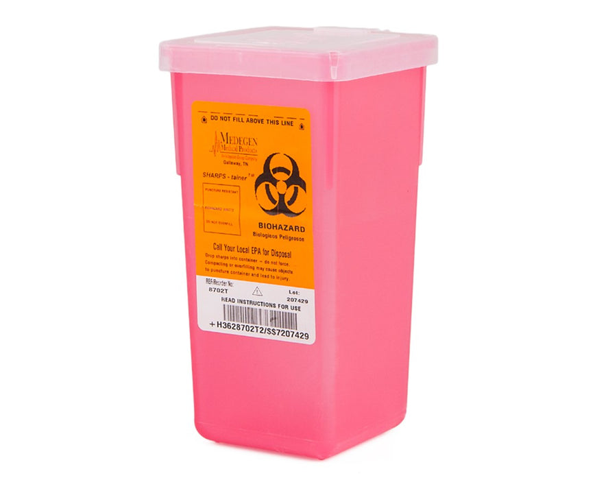 Biohazard Sharps Disposal Container w/ Flip-up Lid - 1 Qt. Translucent Red - 72/cs