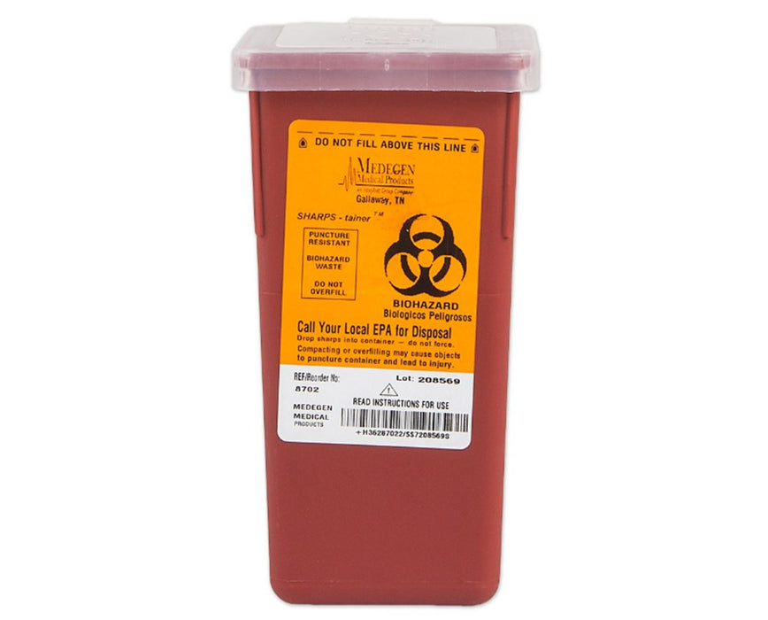 Biohazard Sharps Disposal Container w/ Flip-up Lid