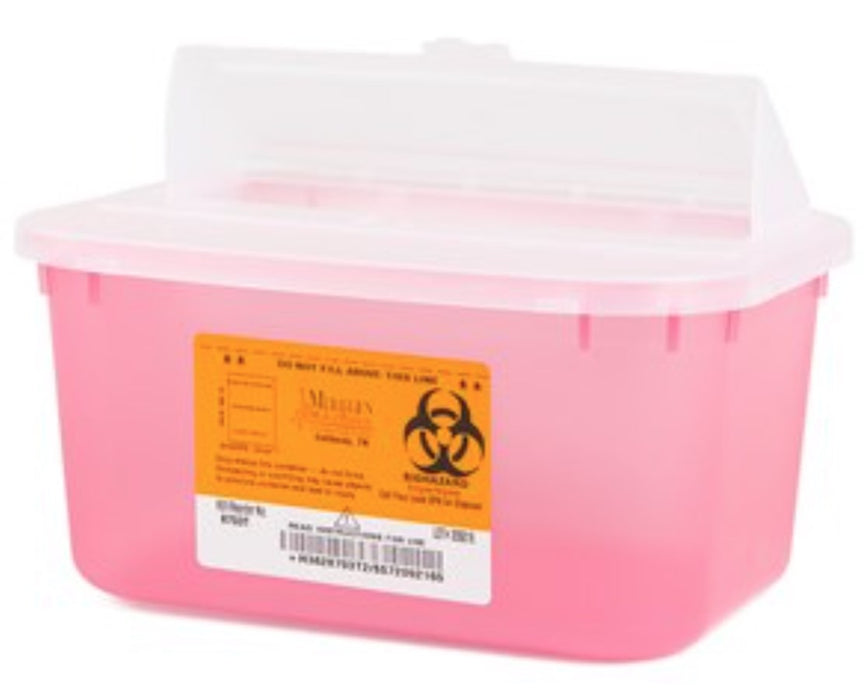 1 Gal. Biohazard Sharps Disposal Container w/ Mailbox Lid (24/case) Pink