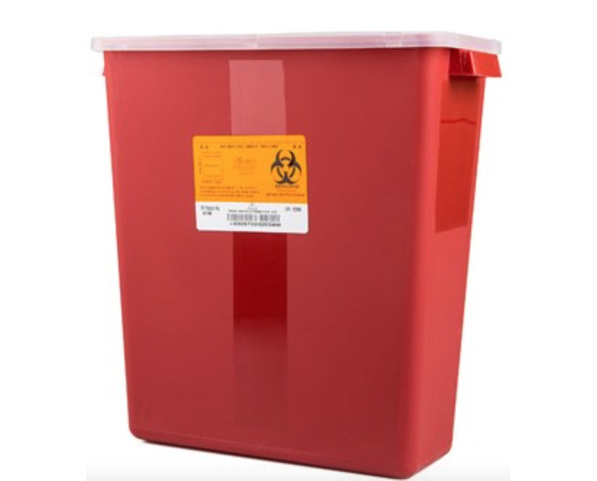 Biohazard Sharps Disposal Container w/ Tortuous Path Lid (12/case) 3 Gal. - Translucent Red