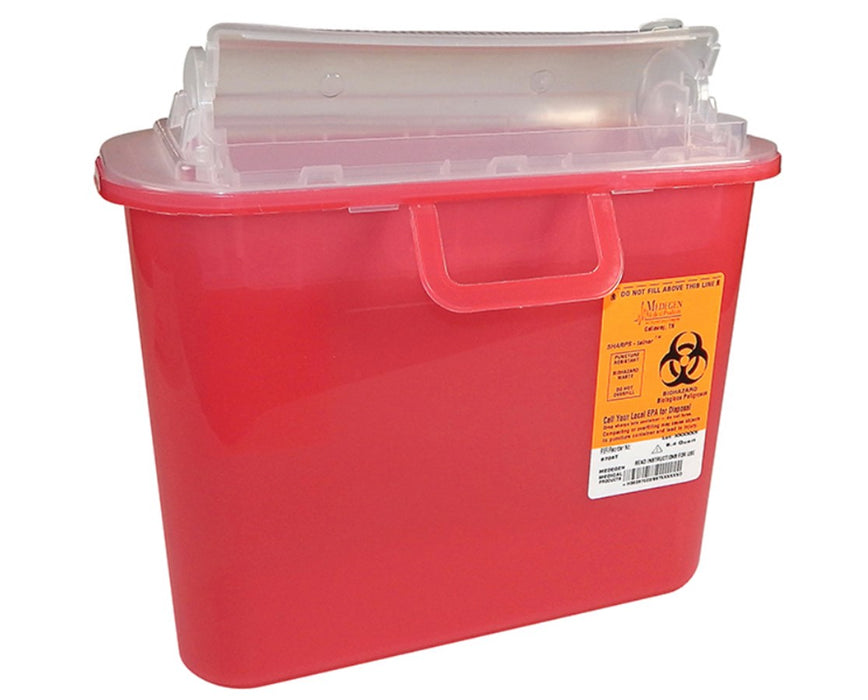5.4 Quart Biohazard Sharps Disposal Container w/ Counter-balanced Lid (12/case)