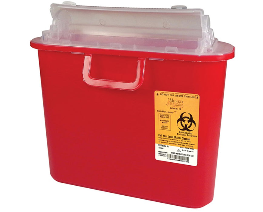 5.4 Quart Biohazard Sharps Disposal Container w/ Counter-balanced Lid (12/case) Red