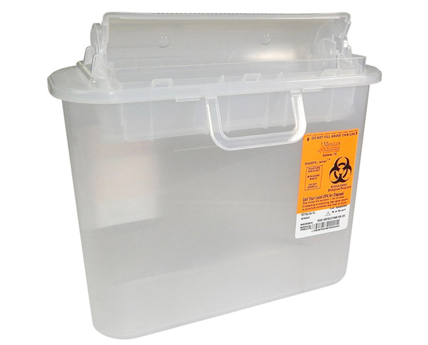 5.4 Quart Biohazard Sharps Disposal Container w/ Counter-balanced Lid (12/case) Clear