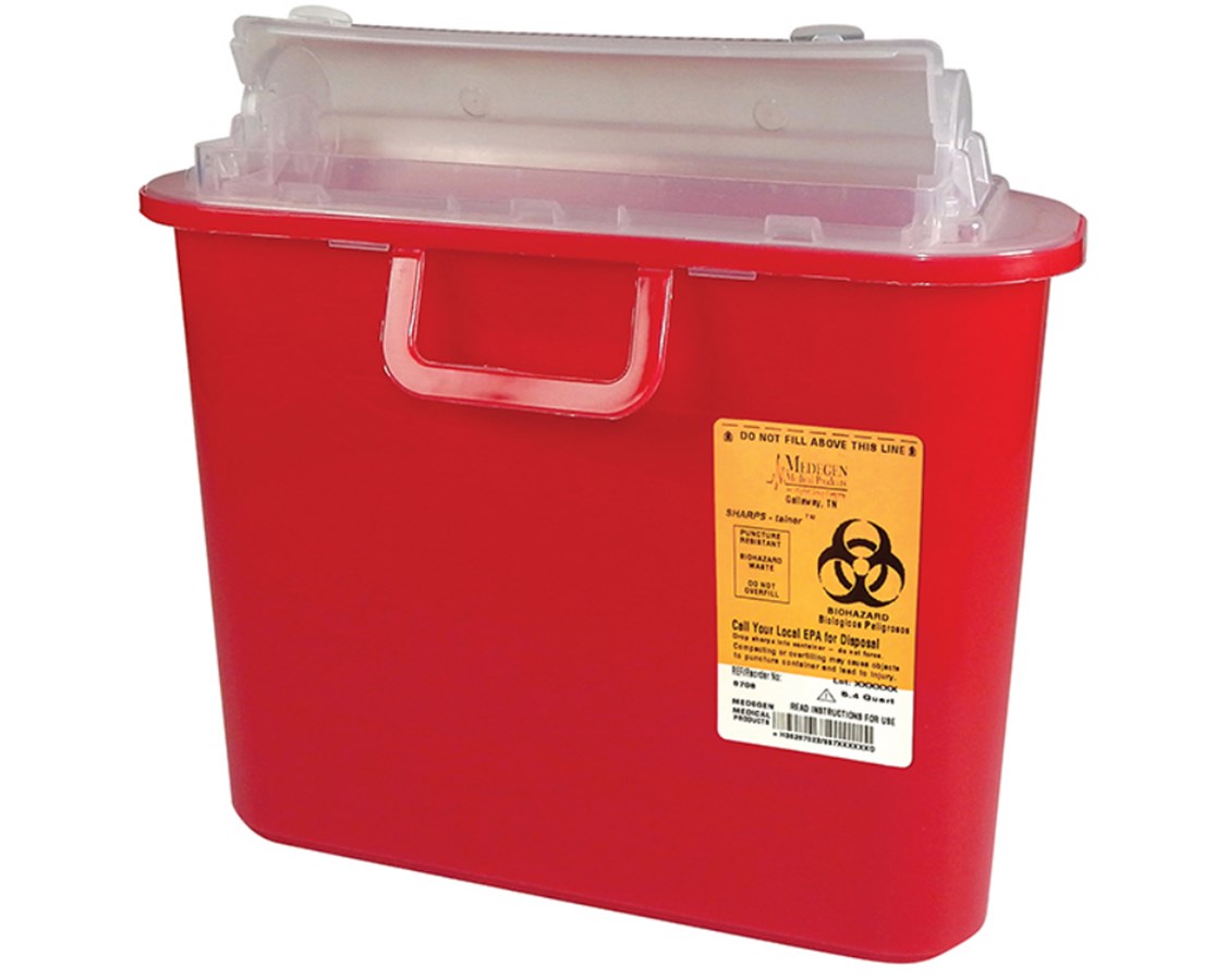 Medegen 5.4 Quart Biohazard Sharps Container Save at — Tiger Medical