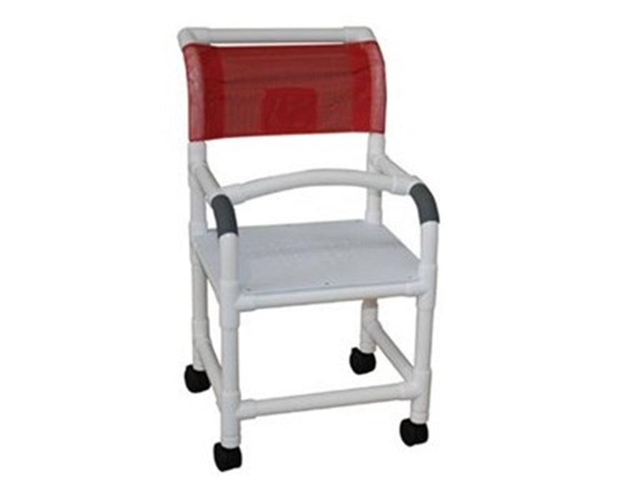 Shower Chair w/ Flat Stock Seat 118-3-F-LSB-18: 18" Seat / 300 lbs. Capacity & Security Bar