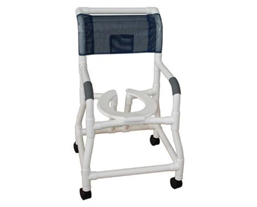 Commode Shower Chair with Reverse Open Seat and Flared Stability