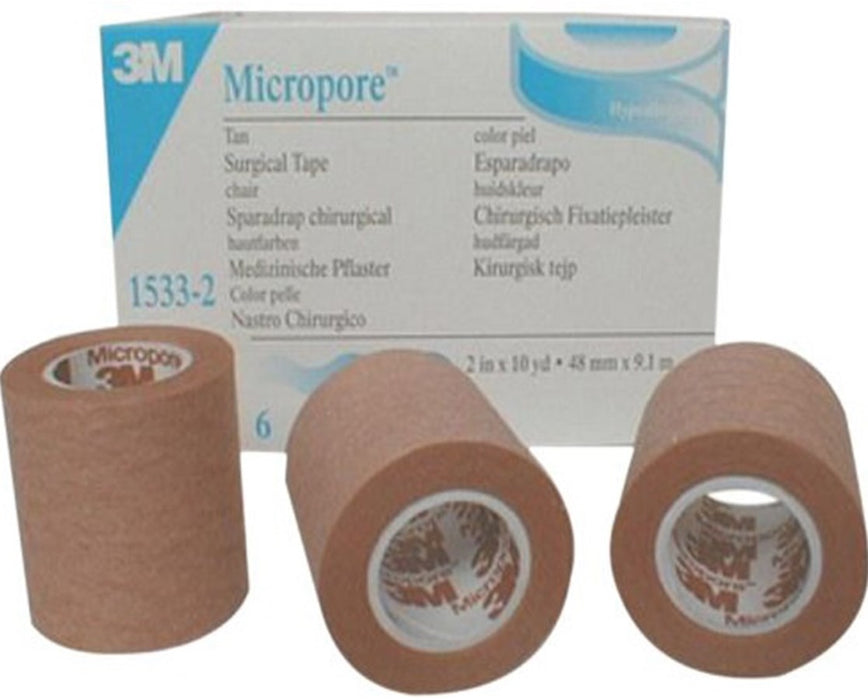 3M Surgical Hypoallergenic Paper Tape 1x10 yd. 6 Ct | White First Aid Tape  | Paper Tape Medical | Adhesive Surgical Tape for Wounds | Non Sterile