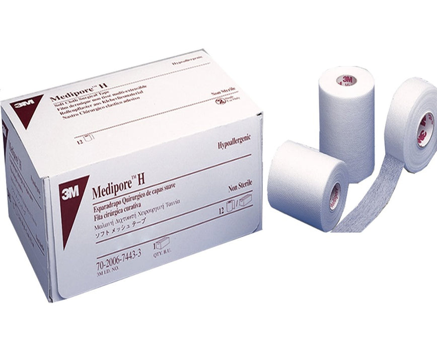 Medipore H Soft Cloth Surgical Tape, 4" x 10yds - 12/Cs