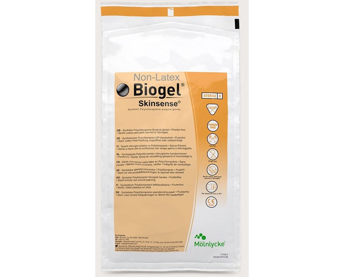 Mölnlycke Biogel Skinsense 使い捨て手袋 5½ 48枚 Biogel Skinsense non-latex polychloroprene surgical gloves