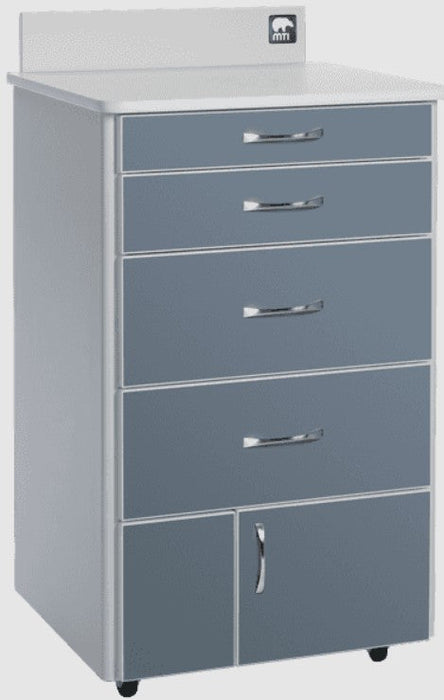 25"W Mobile Cabinet, 4 Drawers & 2 Doors [Xanadu Laminate. Xanadu Trim]