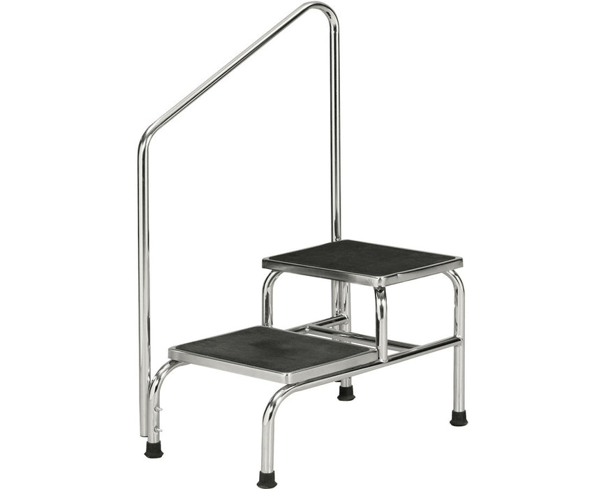 Chrome Two Step Bariatric Step Stool With Handrail