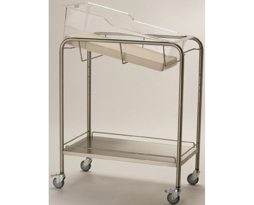 Stainless Steel Bassinet with Bottom Shelf and Rails Standard Model