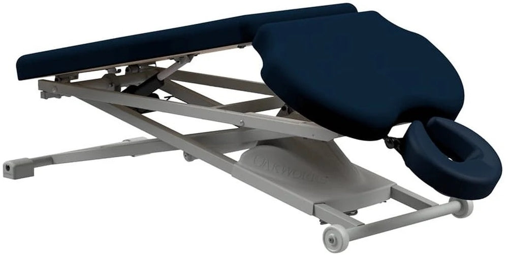 Power Hi-Lo Table w/ Adjustable Back & Contoured Top. PT400M. 2.5" Comfort Foam Padding, Casters, 2nd Foot Control & Hand Control for Physical Therapy