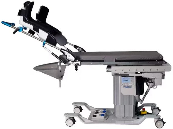Power Hi-Lo C-Arm Urology Table w/ Trendelenburg Tilt, Longitudinal Travel w/ Casters & Lateral Travel. CFUR401