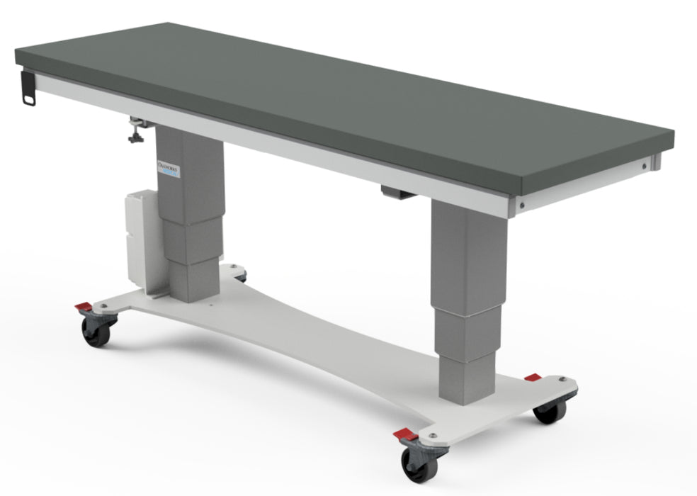 Power Hi-Lo C-Arm Imaging Table w/ Trendelenburg Tilt & Longitudinal Travel. w/ Casters & T-Rails. DTPM300 [Pewter Upholstery]