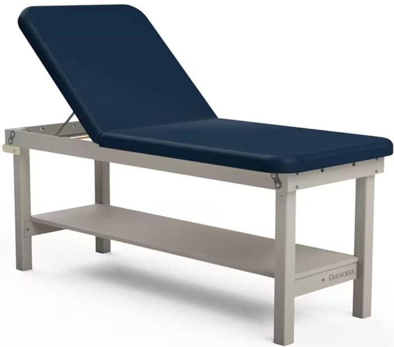 Treatment Table w/ Adjustable Back & Shelf (Powerline) 27"W. 1.75" Firm Padding [Gray Finish]