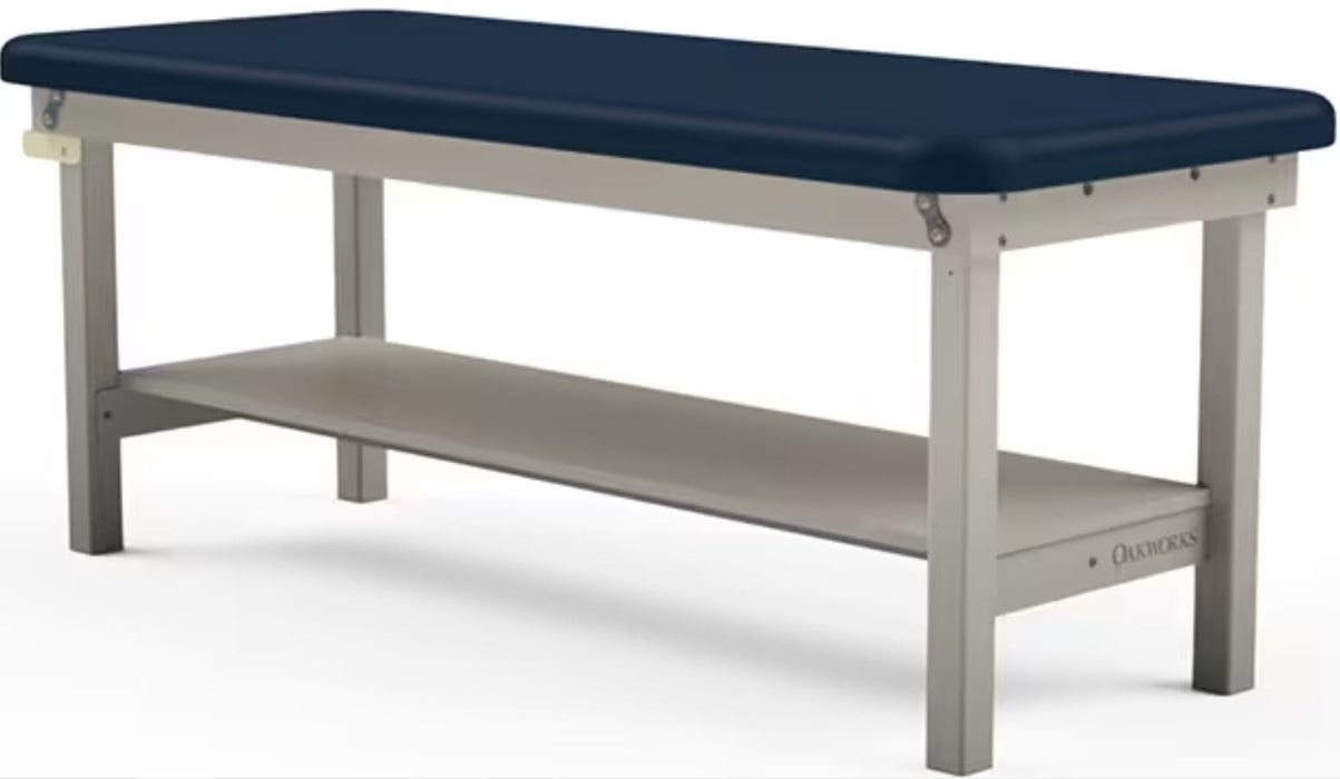 Treatment Table w/ Flat Top & Shelf (Powerline) 30"W. Bariatric. 1.75" Firm Padding [Gray Finish]