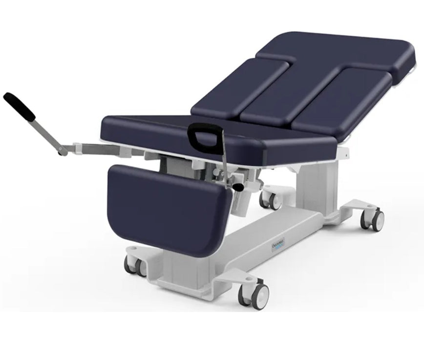 Power Hi-Lo Imaging Table w/ Adjustable Back (Ergonomic Multi-Specialty Ultrasound). Central Base Lock, Foot Control