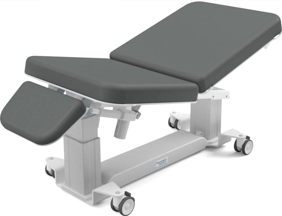Power Hi-Lo EA Imaging Table w/ Adjustable Back, Drop Section & Casters, Bariatric. 30"W. Central Base Lock, Foot Control