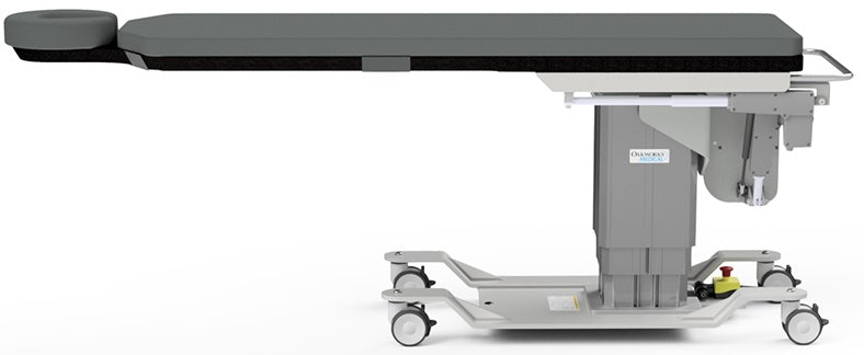 Power Hi-Lo C-Arm Imaging Table. 84"L x 22"W, 25"-43"H, 500lbs Capacity. Longitudinal Travel, Lateral Tilt [CFPM302], Integrated Headrest, Foot Control, 5" Casters