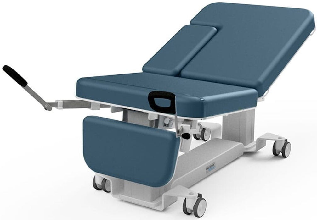 Power Hi-Lo EA Ultrasound Table w/ Adjustable Back & Stirrups. Bariatric. Casters, Central Base Lock & Foot Control