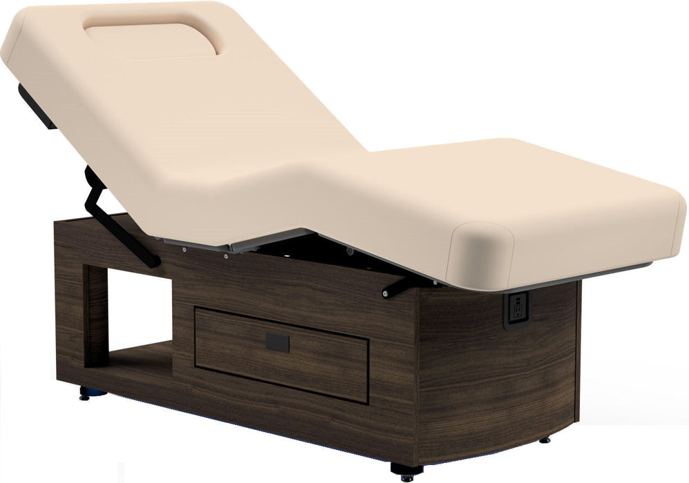 Prema e-nvi Power Hi-Lo Massage Table w/ Adjustable Back Salon Top & Warming Drawer. 31"W. 6" Padding. Heated Top [Florence Walnut Laminate]