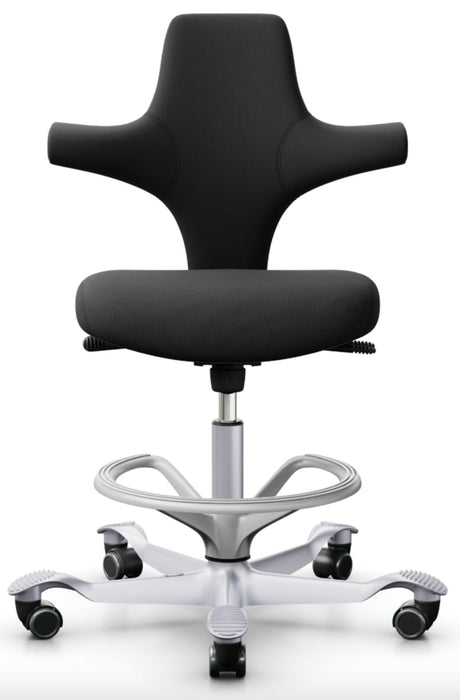 Sonographer Chair w/ Round Seat (HAG Capisco 8126) 19-26"H w/ Footring [Onyx Upholstery]