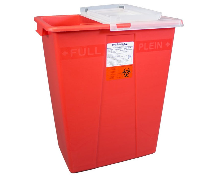 Sharps Disposal Container w/ Half Flip & Rotary Lid - 10/Cs
