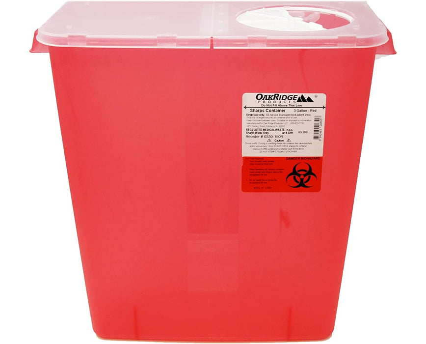 Sharps Disposal Container w/ Half Flip & Rotary Lid - 10/Cs - 8 Gallon