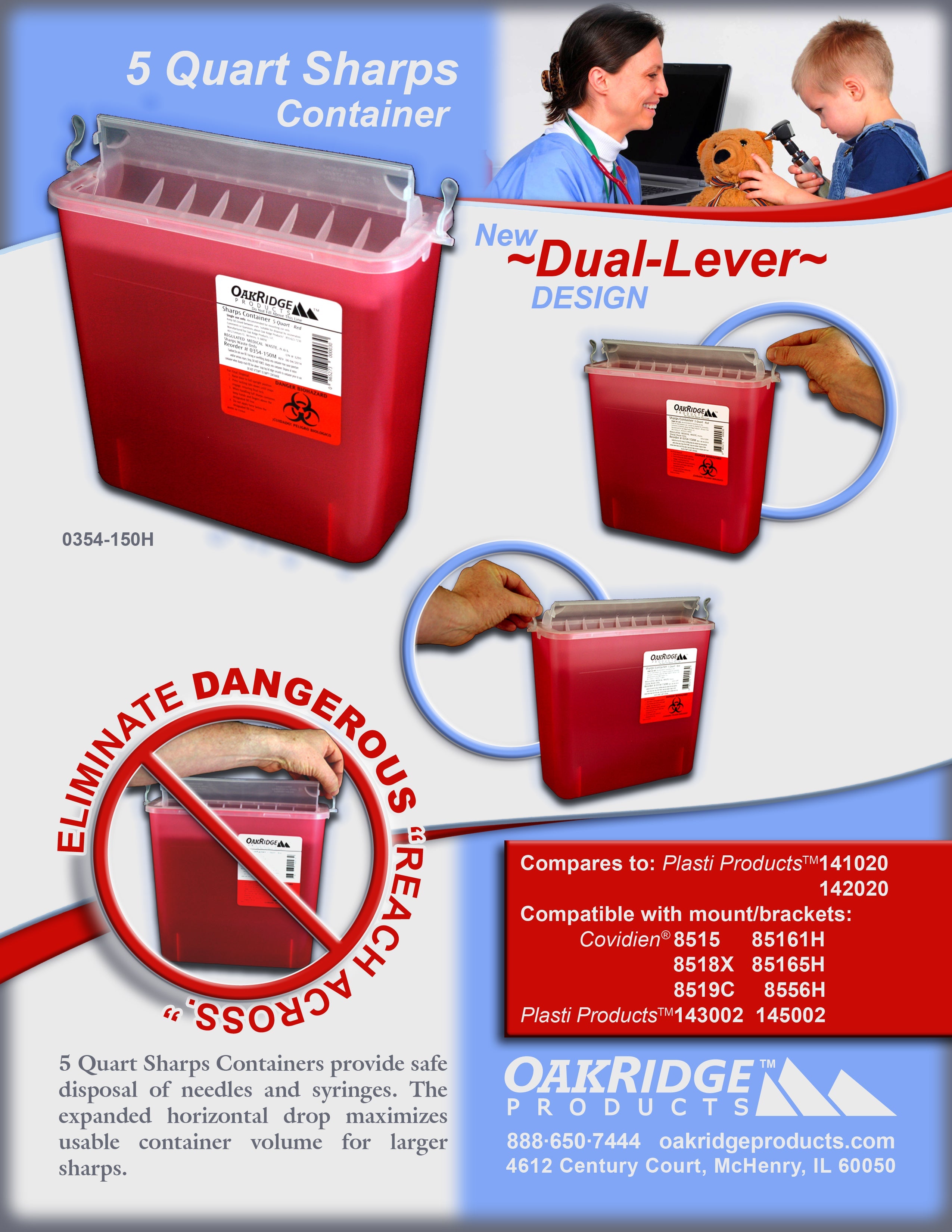Oak Ridge 5 Qt. Sharps Disposal Container. Save at Tigermedical — Tiger ...