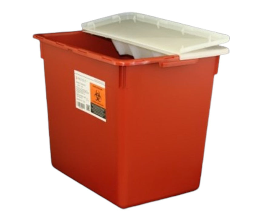 7 Gal. Sharps Disposal Container w/ Dual Flip Up Lid - 10/Cs