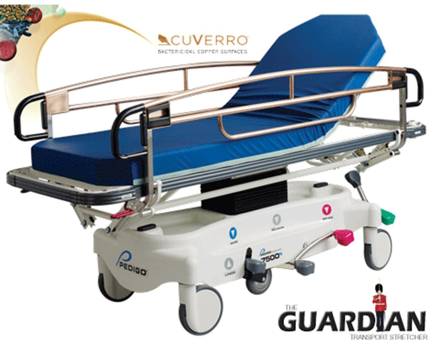 Stretcher with Instant Steer 6th Wheel steering, Quick-Release O2 Holder, 4" Premium mattress (#5853002), IV pole (#2101)