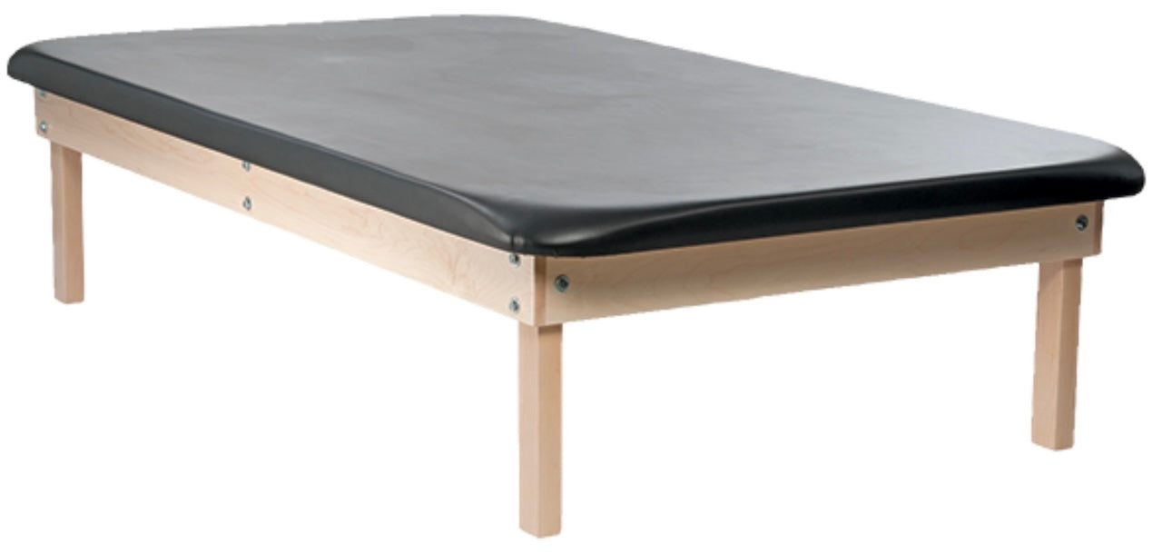 Wood Mat Table w/ Flat Top [Black Upholstery], for Physical Therapy
